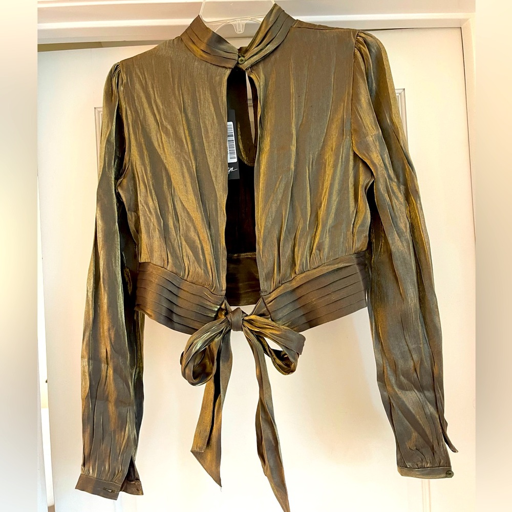 Women’s top  Nasty Gal brand size 6.  Olive color shinny material.  Dressy.